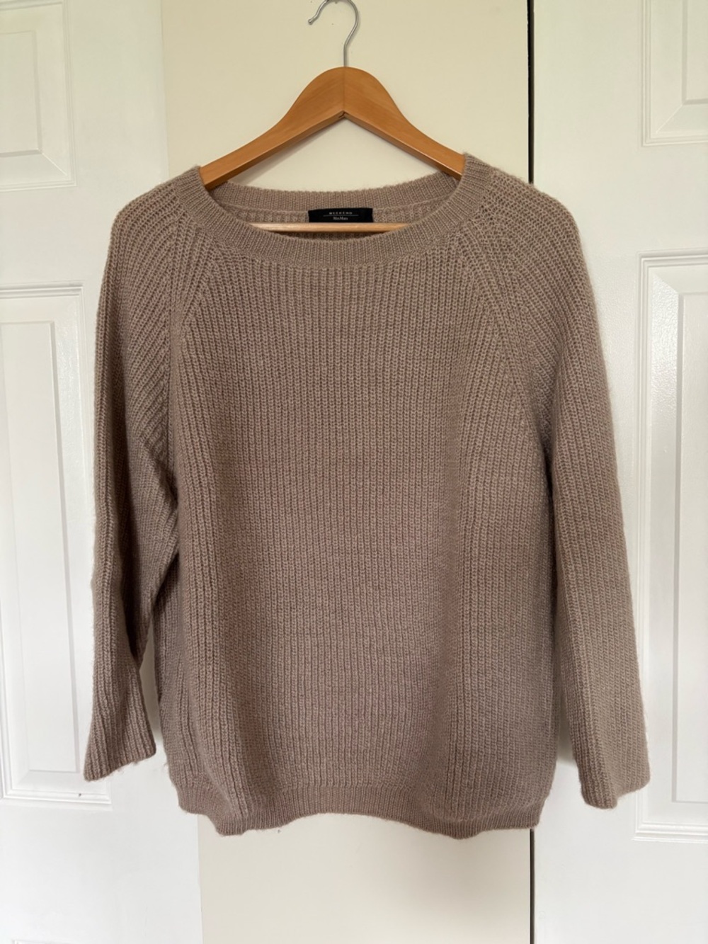 MaxMara Taupe Crewneck Knit Sweater
